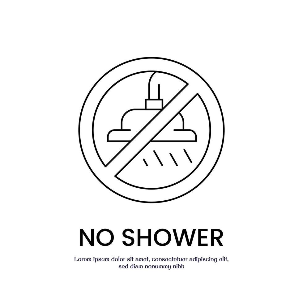 no shower thin outline icon design good for web or mobile app vector