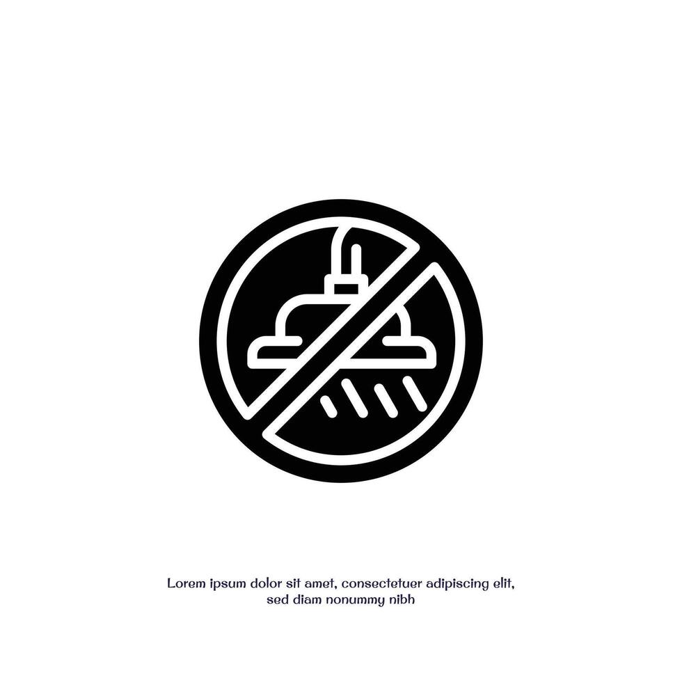 no shower solid icon design good for web or mobile app vector