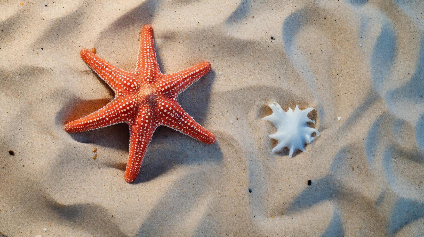Starfish on the summer beach in sea water. Underwater ocean background, Starfish on a sandy tropical beach, Starfish on a Caribbean beach in summer make for a nice vacation photo