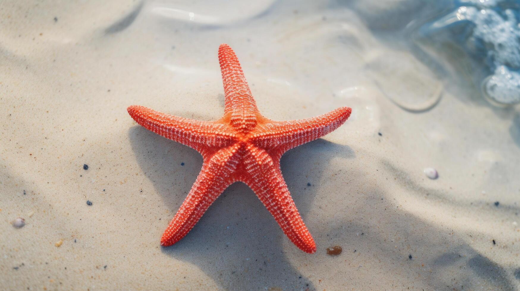 Starfish on the summer beach in sea water. Underwater ocean background, Starfish on a sandy tropical beach, Starfish on a Caribbean beach in summer make for a nice vacation photo