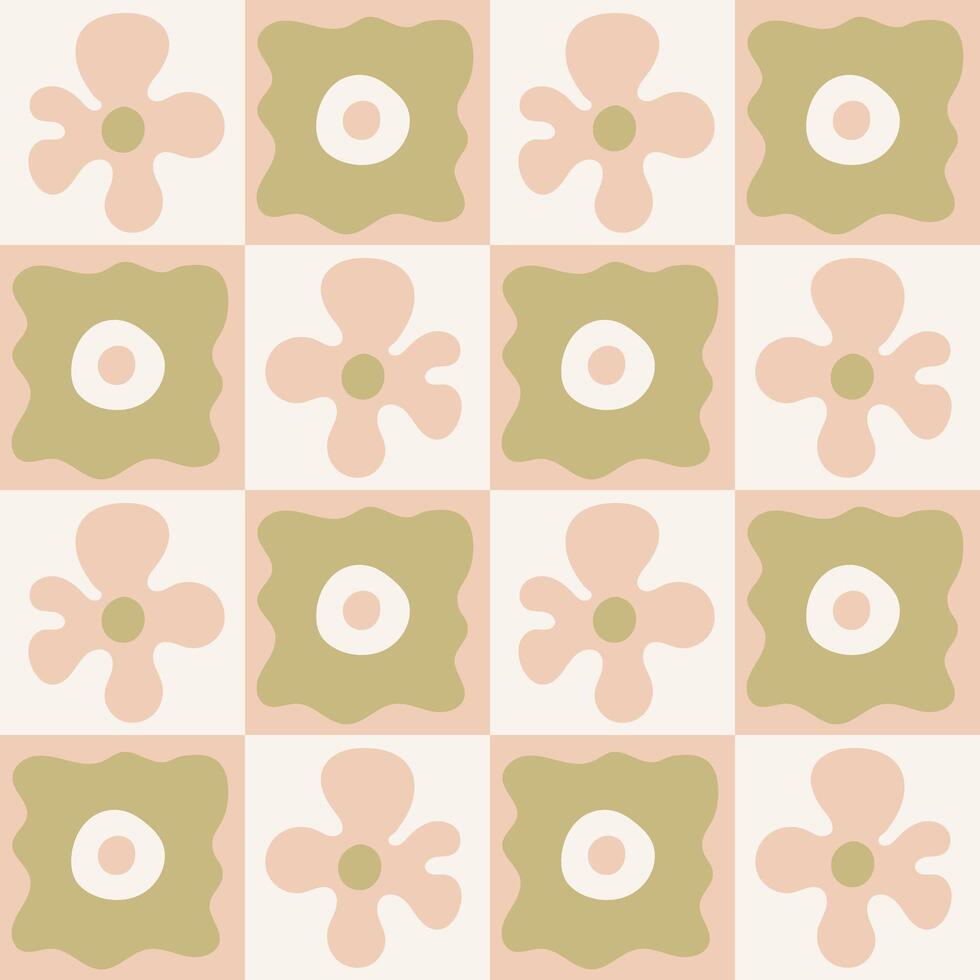Pastel Checkered Floral Seamless Pattern vector