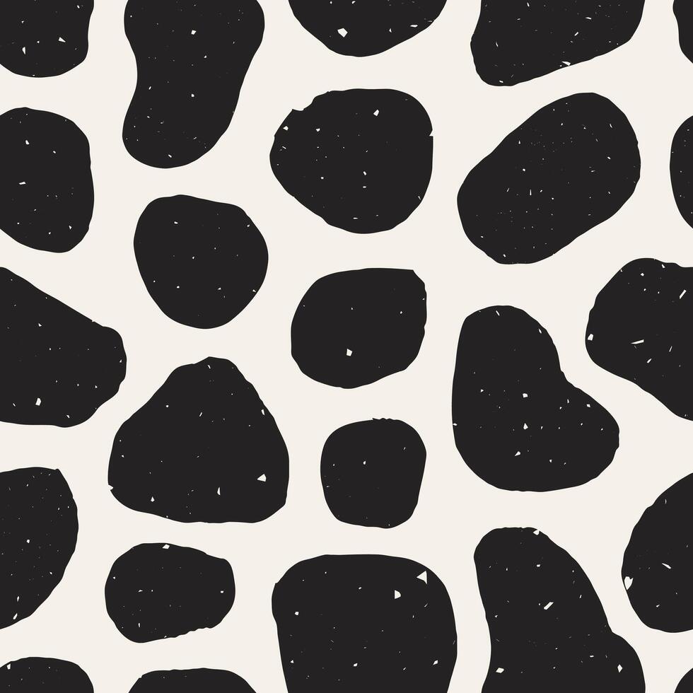 Spotted Animal fur skin texture Black and White Seamless Pattern vector