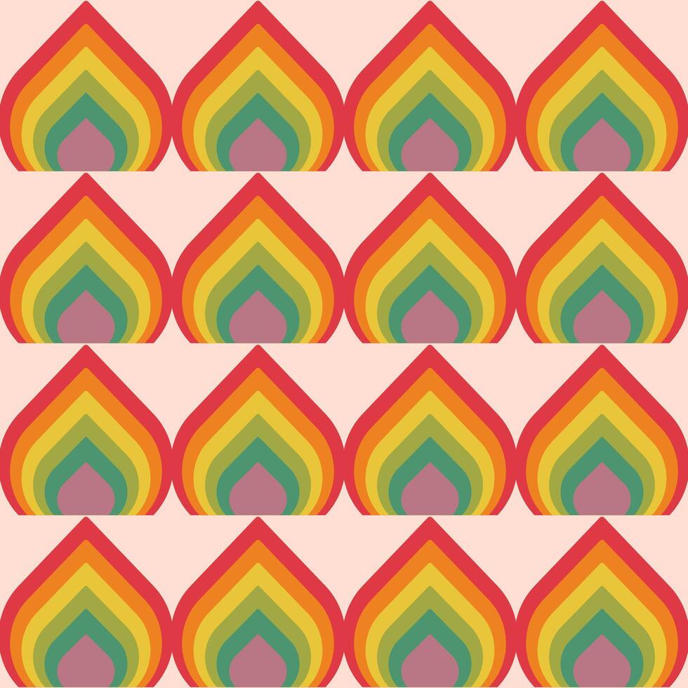 A colorful pattern of flames is displayed on a pink background vector