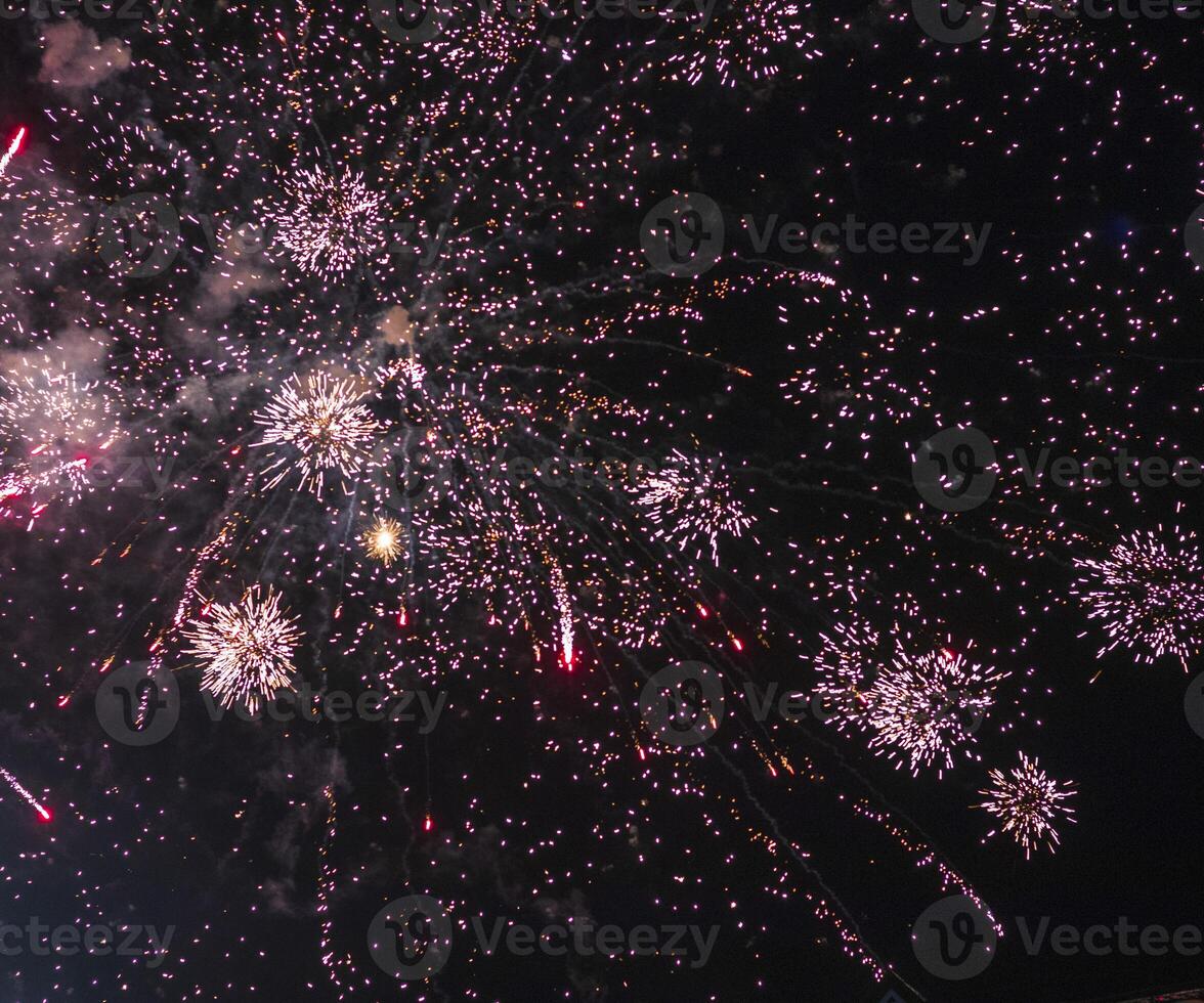 Shot of the fireworks in the night sky. Celebration photo