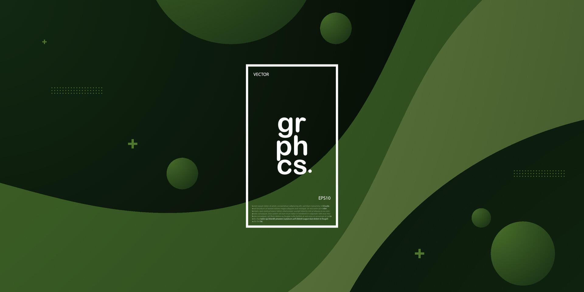 Modern dark green geometric business banner design. Creative banner design with wave shapes and lines for template. Simple horizontal banner. Eps10 vector