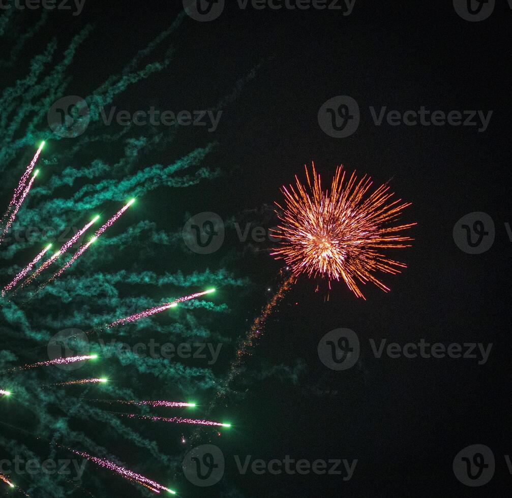 Shot of the fireworks in the night sky. Celebration photo