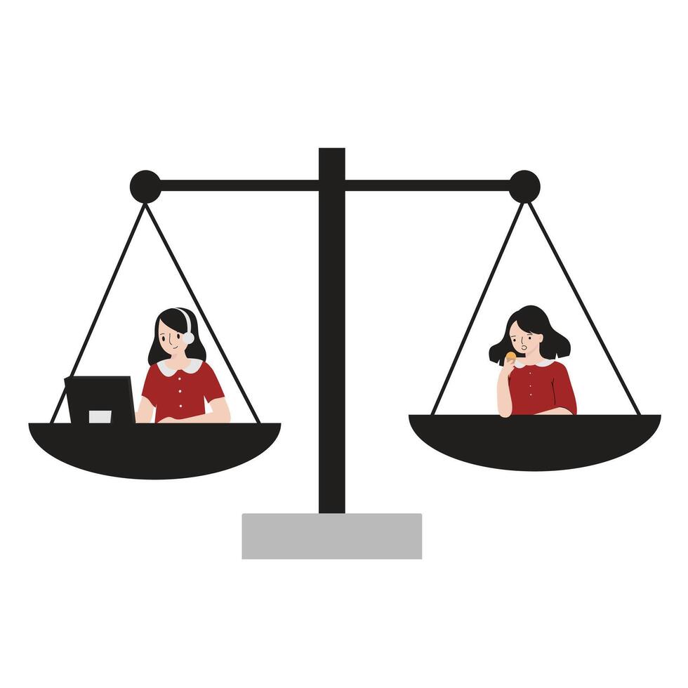 Work daily life balance flat design illustration isolated in white background vector