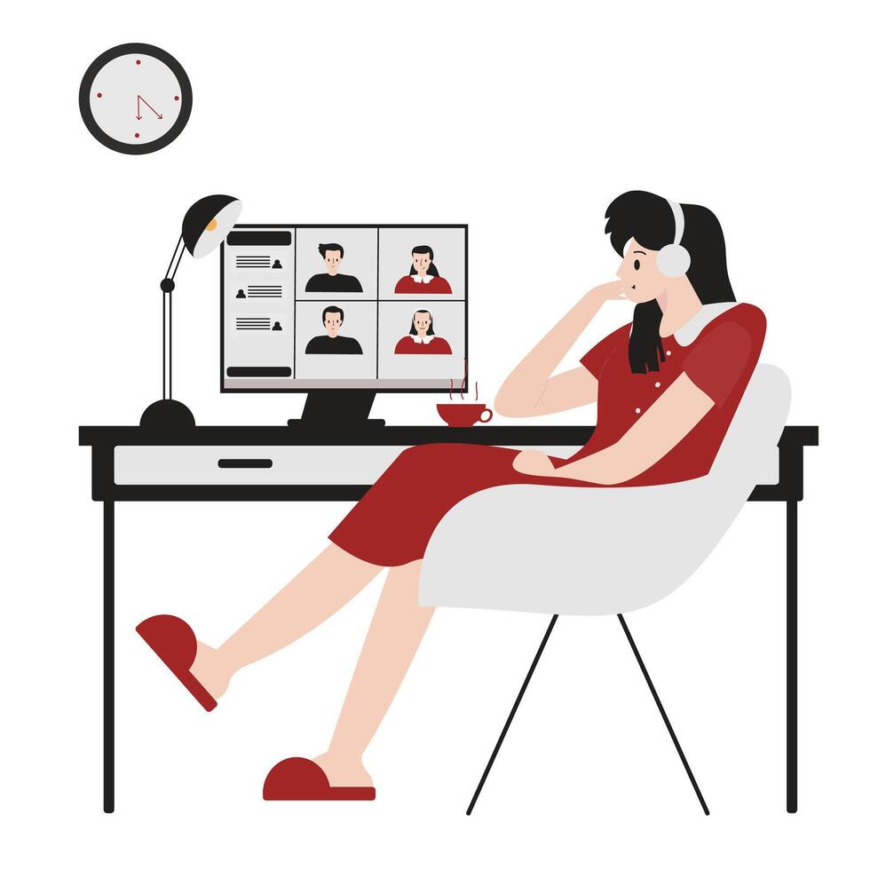 Meeting online flat design illustration isolated in white background vector