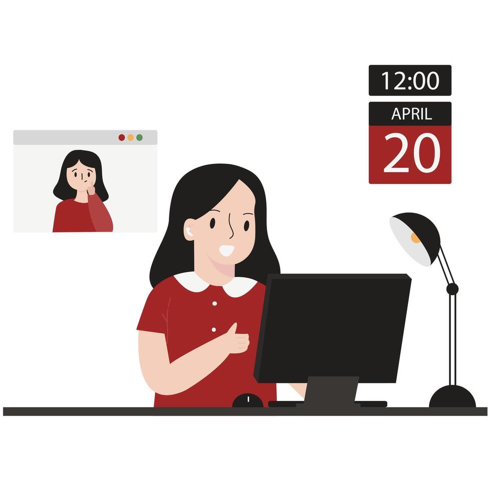 Business woman discuss about the deadline flat design illustration isolated in white background vector