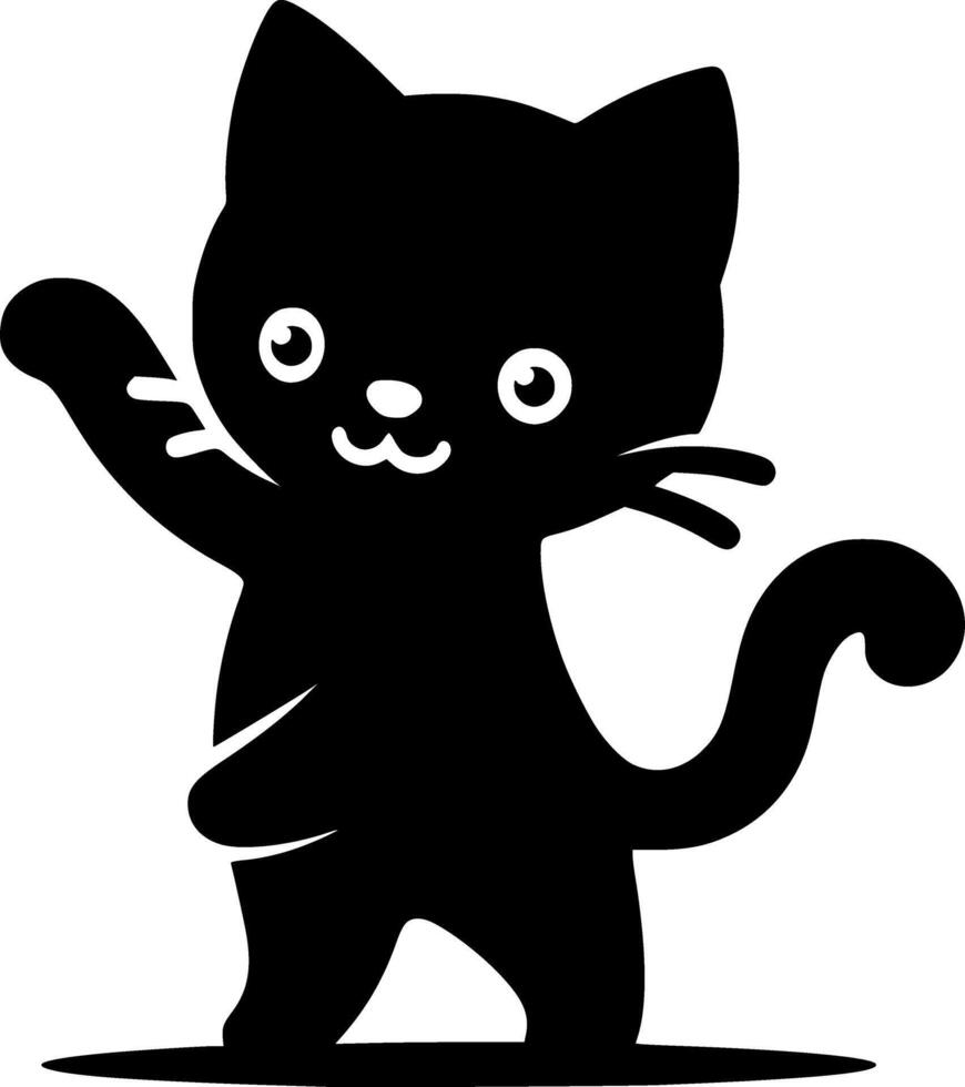 Black Cat Silhouette Reaching Up vector
