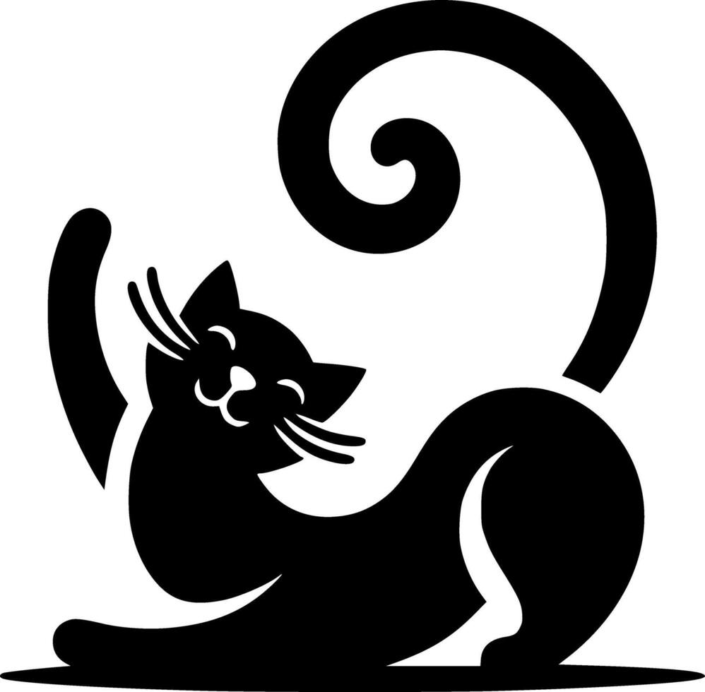 Black Cat Silhouette Reaching with Paw vector