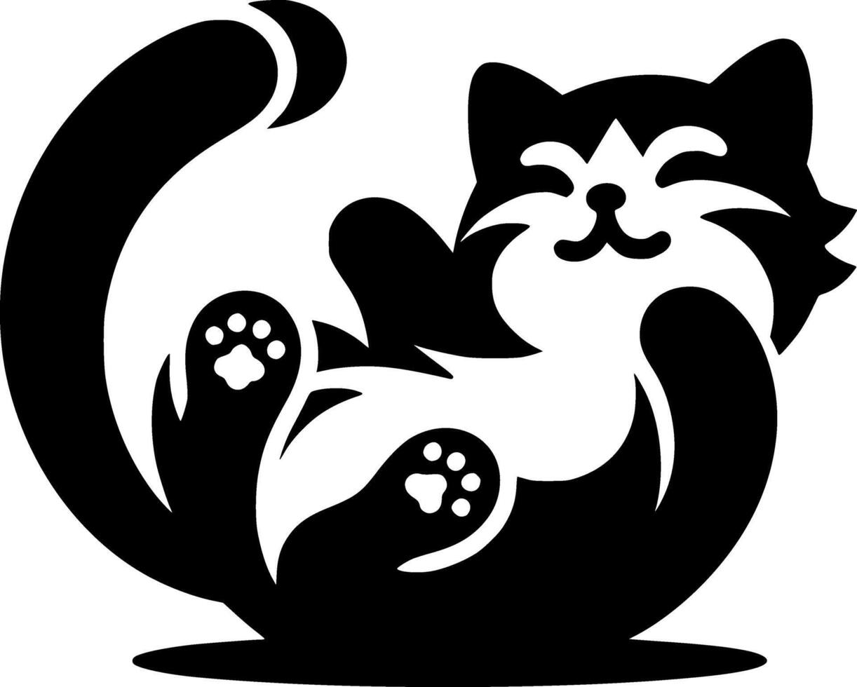 Black Cat Silhouette Relaxing on Back vector