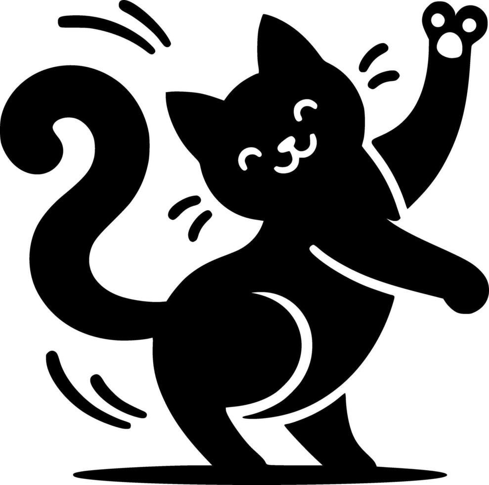Black Cat Silhouette Reaching Up vector