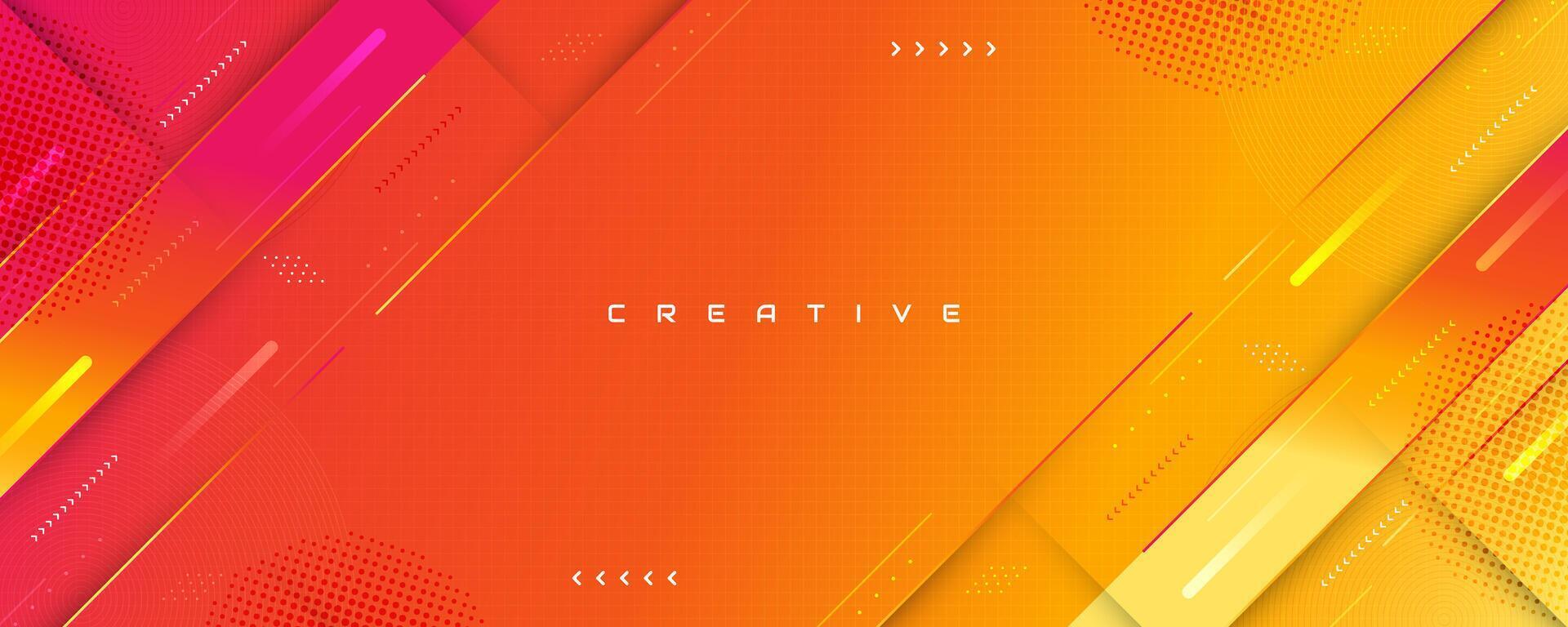 Abstract and Creative Orange Gradient Background with Modern Technology Concept. Cover, Banner or Layout Design Template for Identity, Branding, Advertising or Promotion vector