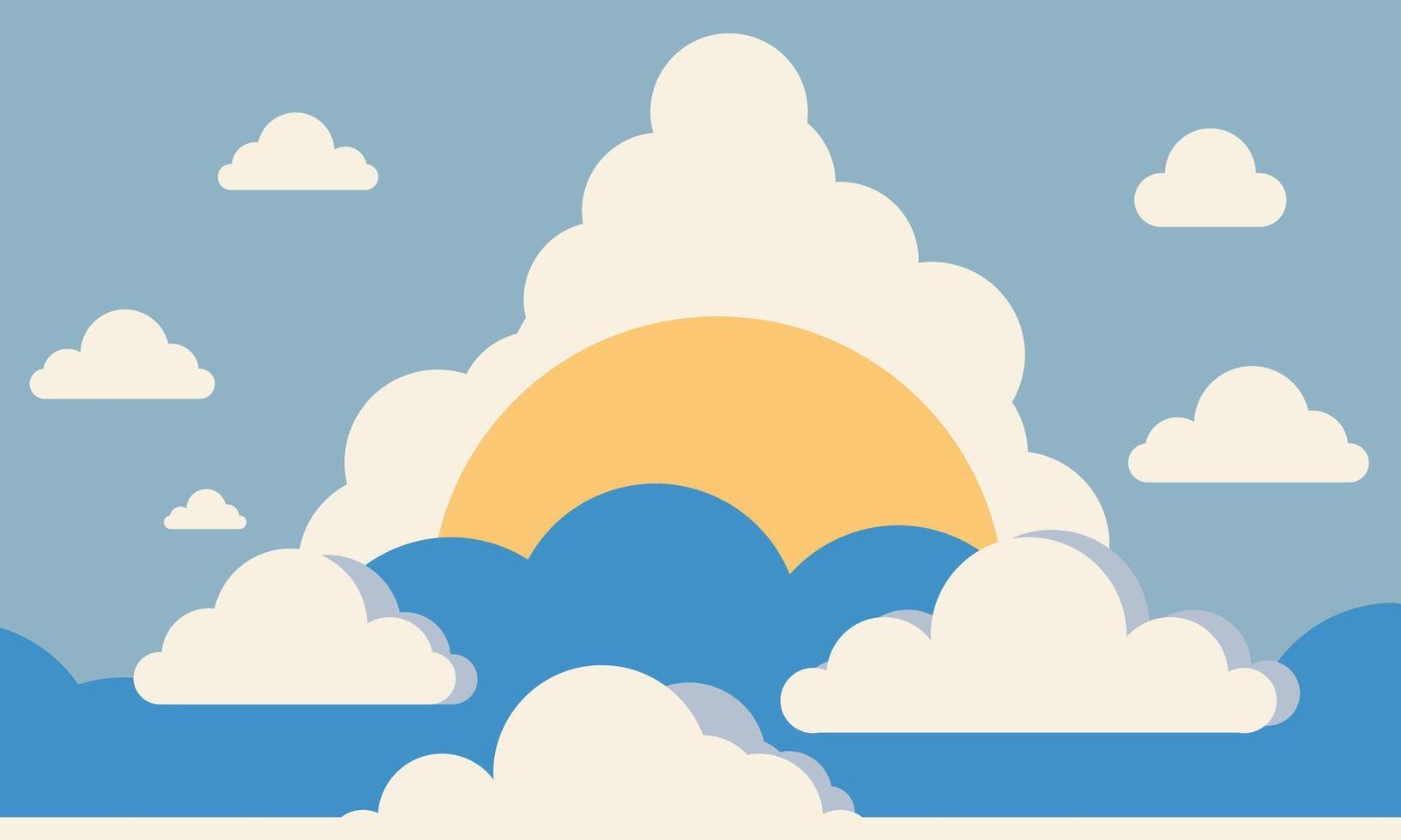Cartoon clouds background, Sky and Clouds, Beautiful Background. Stylish design with a flat, cartoon poster, flyers, postcards, web banners. holiday mood, airy atmosphere. vector