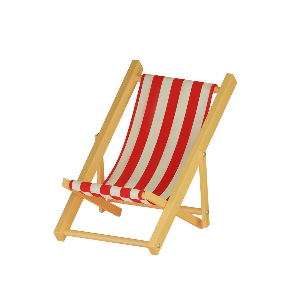 Realistic render lounger isolated on white background. 3D concept cartoon beach chair. illustration vector