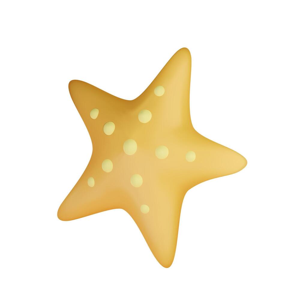 Realistic render starfish isolated on white background. 3D concept cartoon Ocean fish. illustration vector