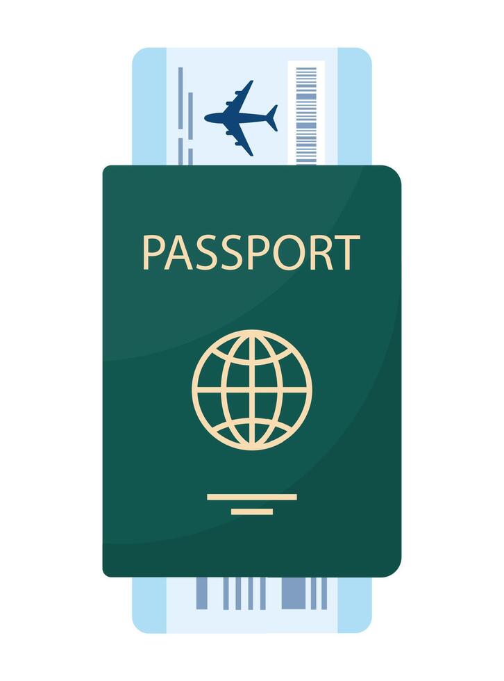 Passport with boarding pass. Airplane ticket inside passport. Air travel concept. Tourism concept. illustration. vector