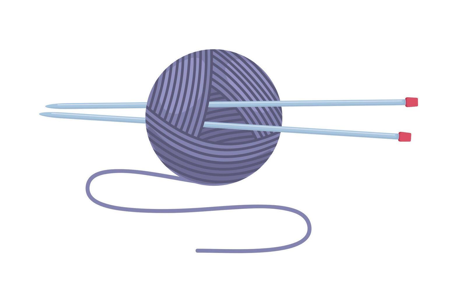 Ball of yarn with knitting needles. Clews, skeins of wool. Tools for knitwork, handicraft, crocheting, hand-knitting. Female hobby. . vector
