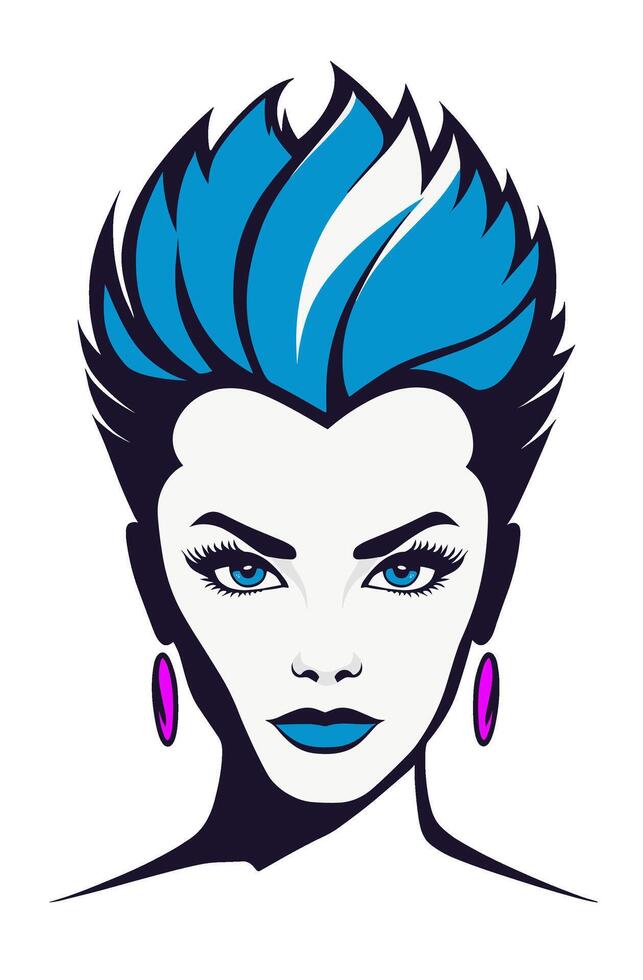 Modern punk quiff hairstyle for the inner rocker pink style 2000s vector