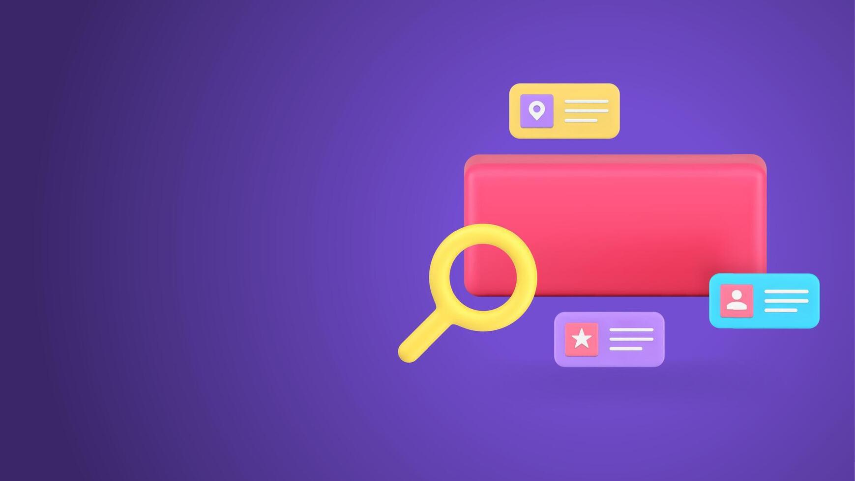 NFT media file management library searching image in digital database 3d icon realistic vector