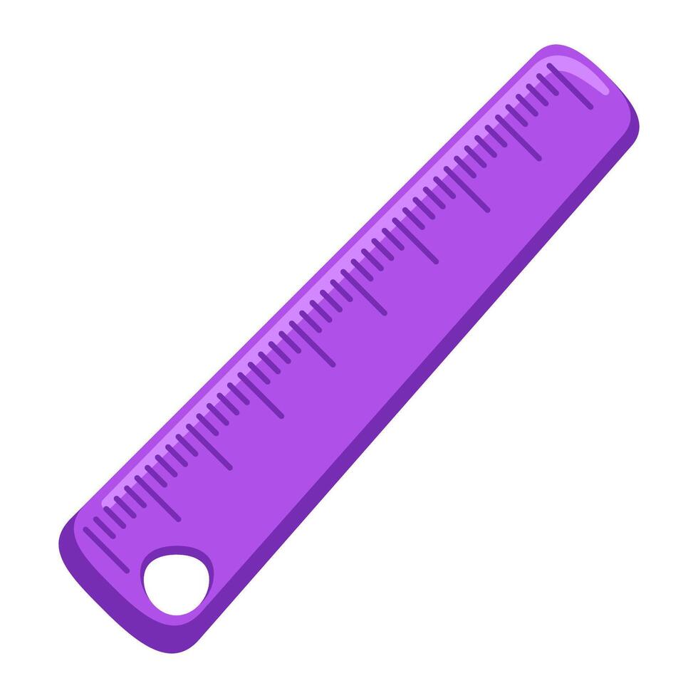 Cute school ruler. Straight ruler for geometry and math lessons. Cartoon flat illustration. vector