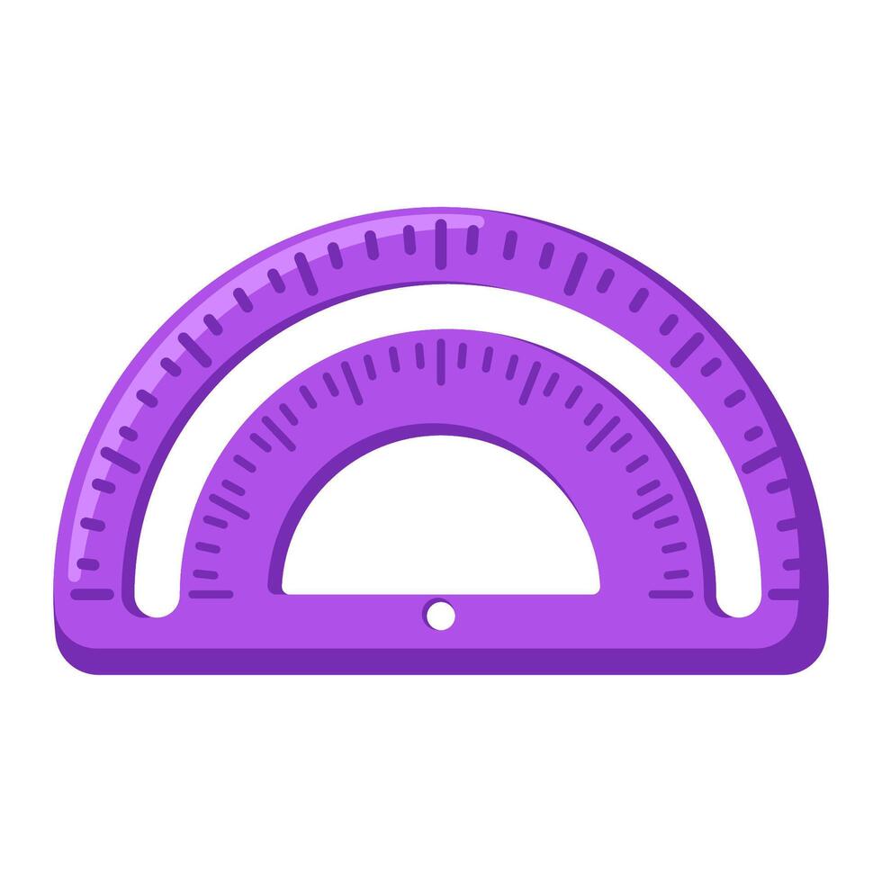 Cute school ruler. Protractor for geometry and math lessons. Cartoon flat illustration. vector