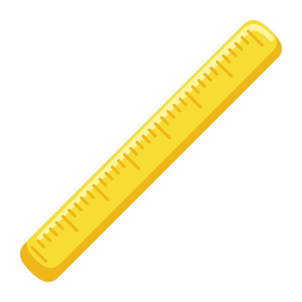 Cute school ruler. Straight ruler for geometry and math lessons. Cartoon flat illustration. vector