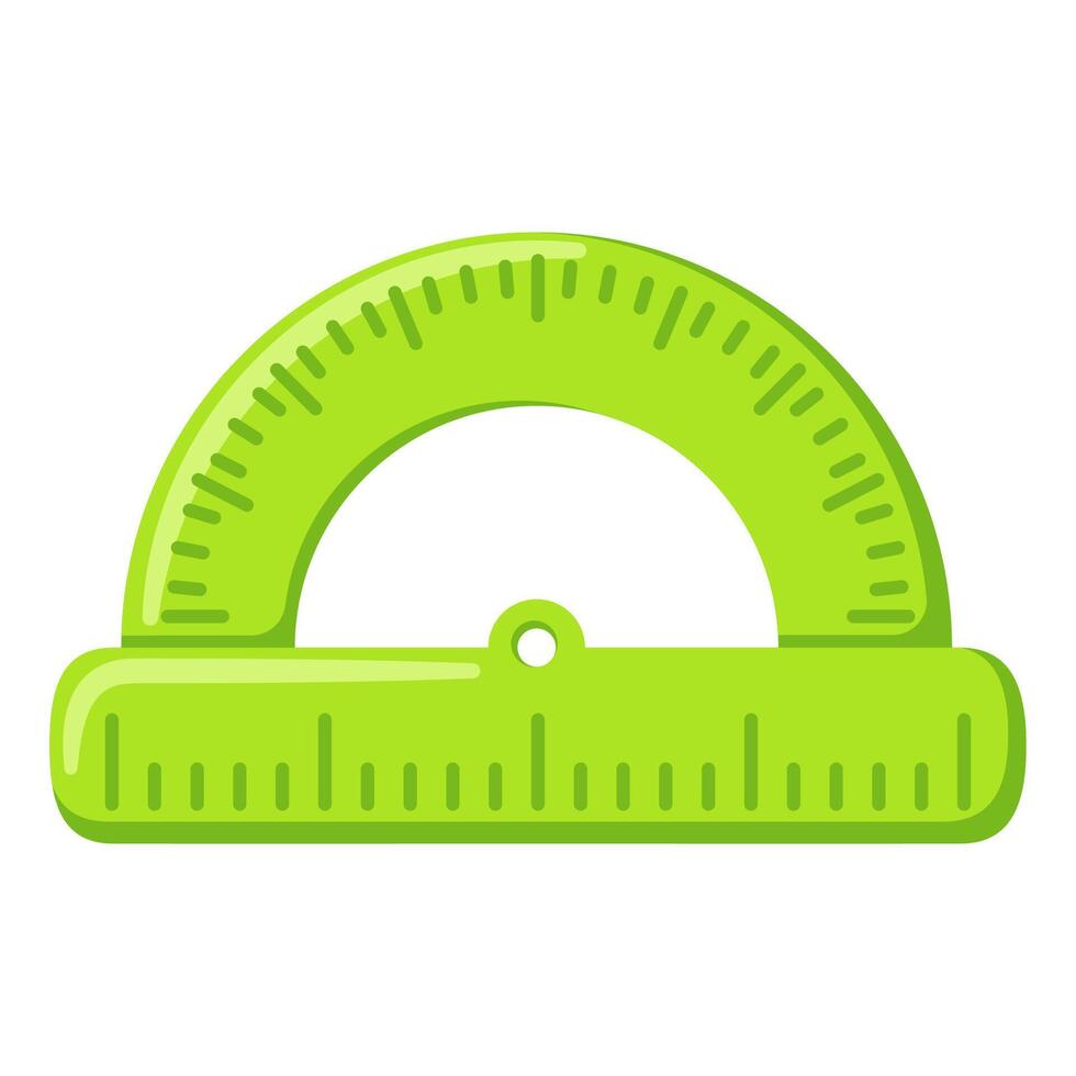 Cute school ruler. Protractor for geometry and math lessons. Cartoon flat illustration. vector