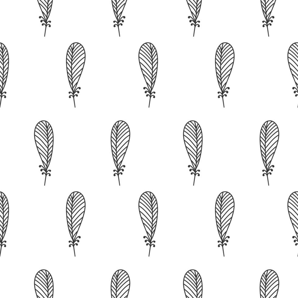 Seamless pattern with simple feather. Scandinavian abstract background. vector