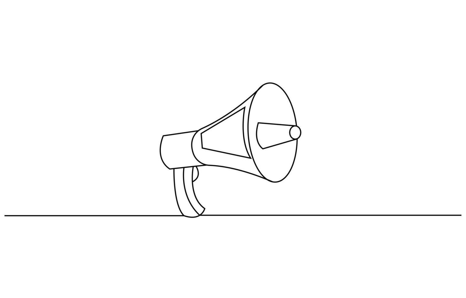 Continuous one line of electronic megaphone in silhouette on a white background vector
