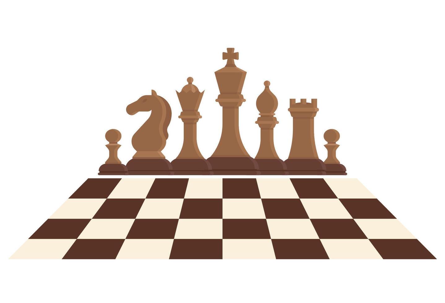 A set of chess pieces arranged on a chessboard pattern vector