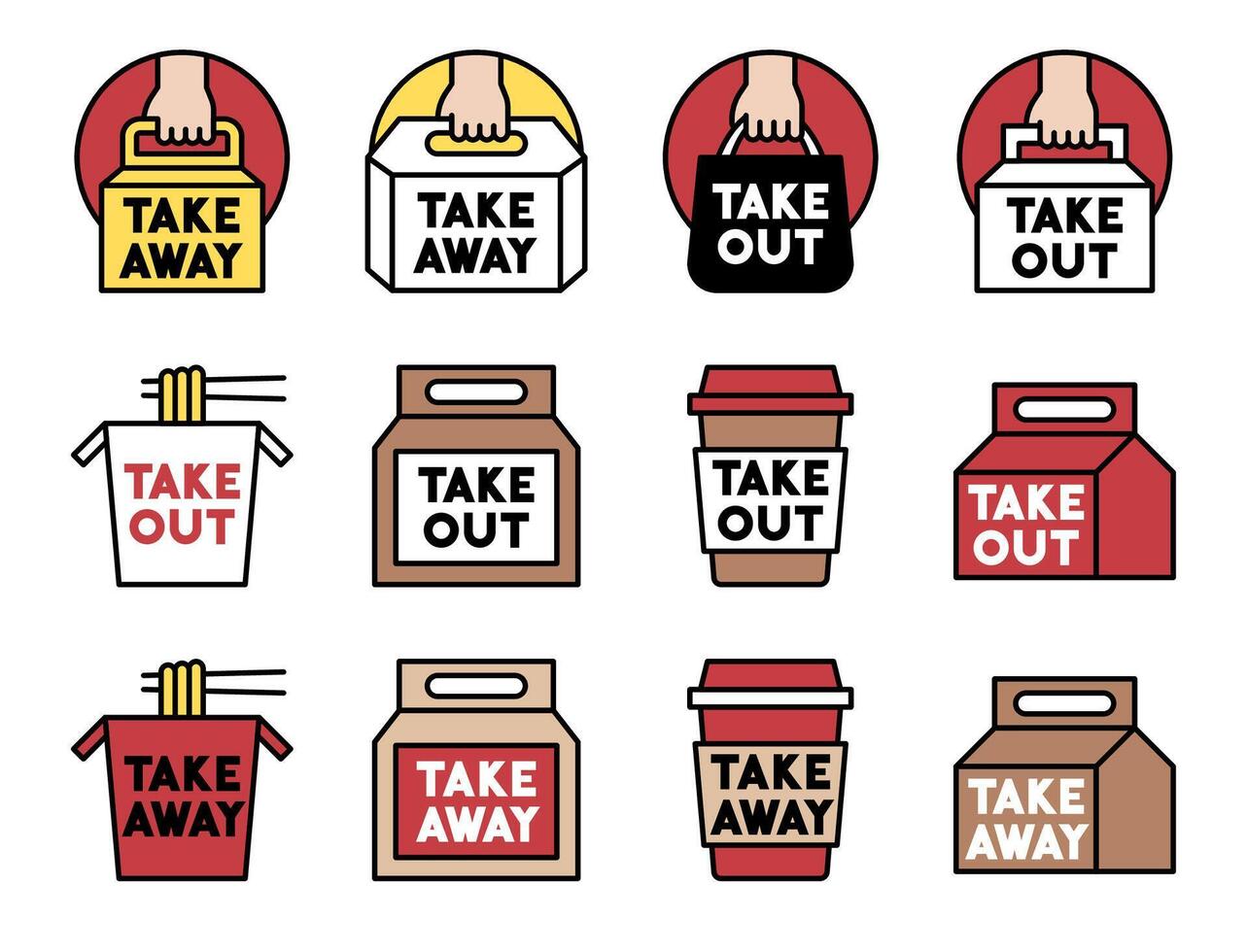 Takeout and Takeaway icons set 2 vector
