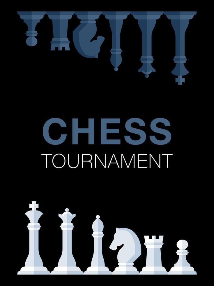 illustration featuring a set of black and white chess pieces vector
