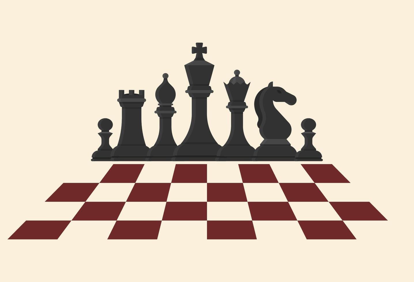 A set of chess pieces arranged on a chessboard pattern vector