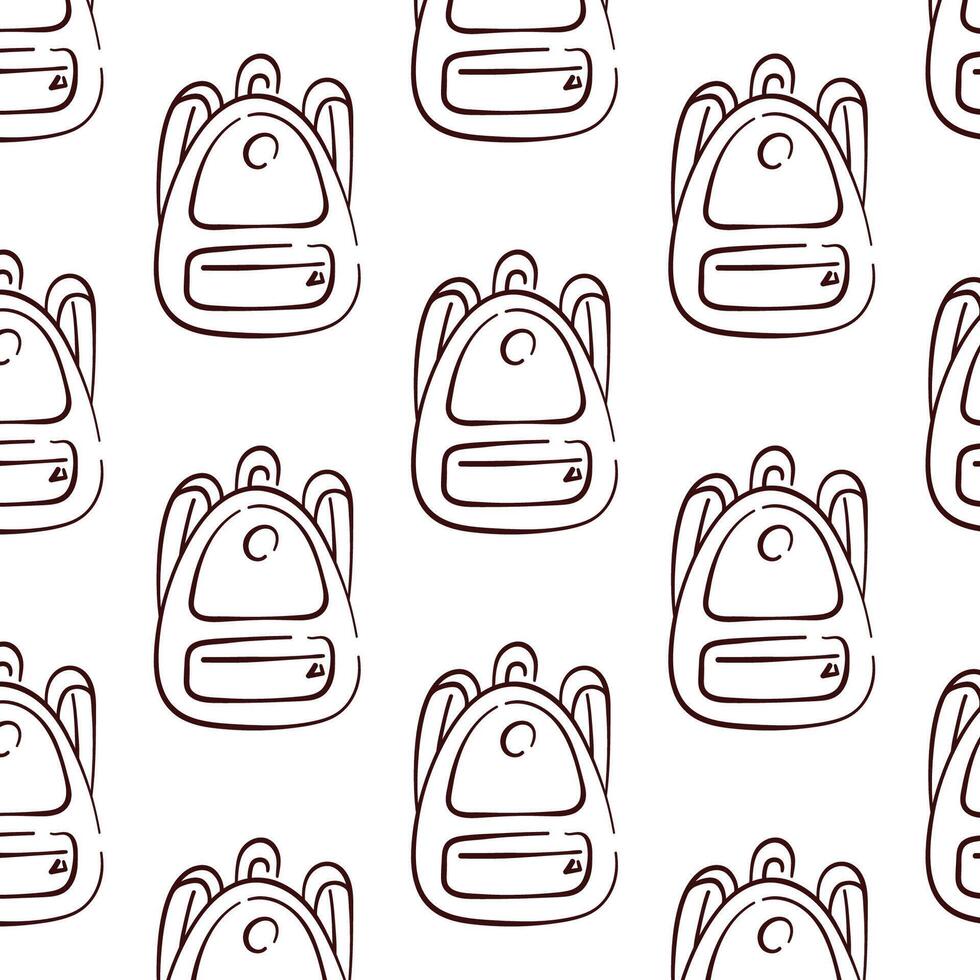 Seamless pattern with backpack in doodle style. Back to school sketch design for study. illustration isolated on a white background. vector