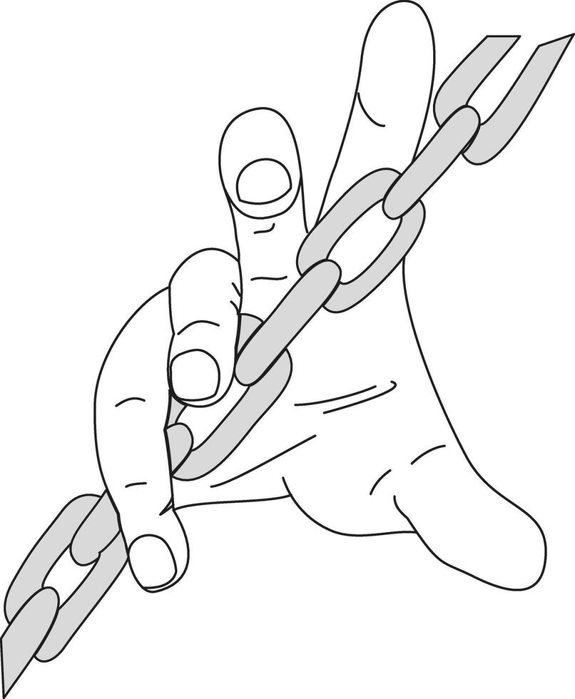 Hand and chain. image. Shackles. Tight. Locked up. Forbidden. Force vector