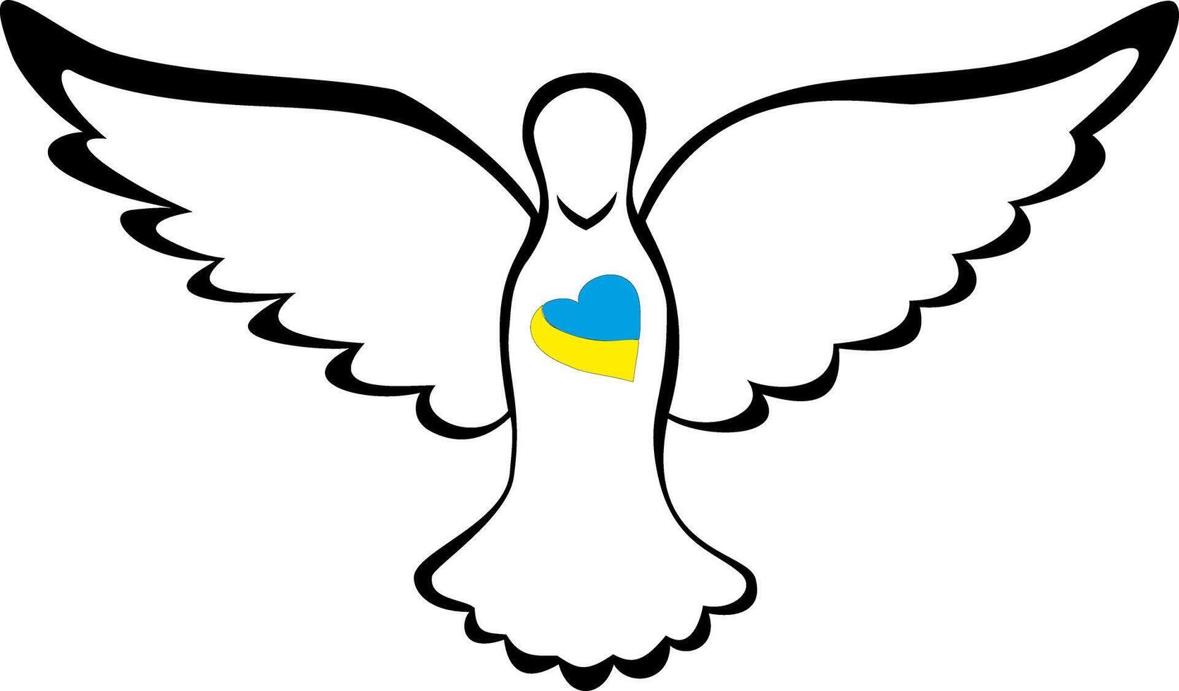 Angel. Wings. A bird. A heart in a chest. Love. Homeland. vector