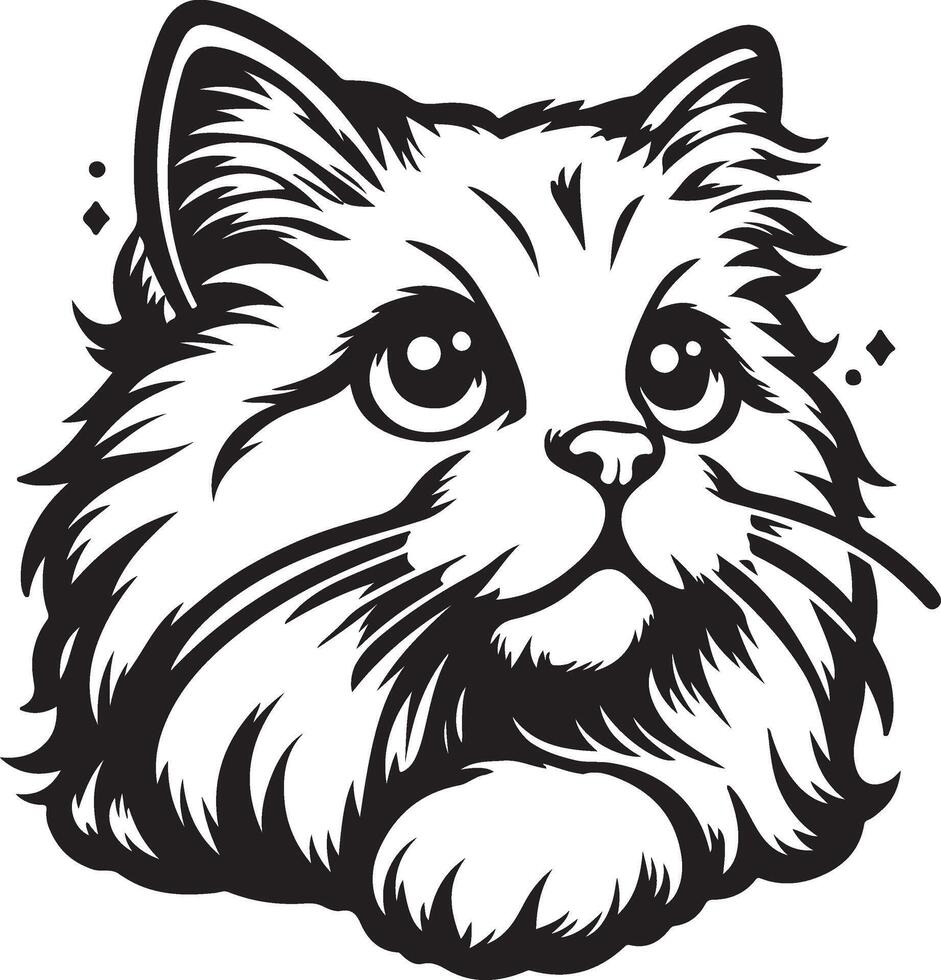 little cat face icon vector