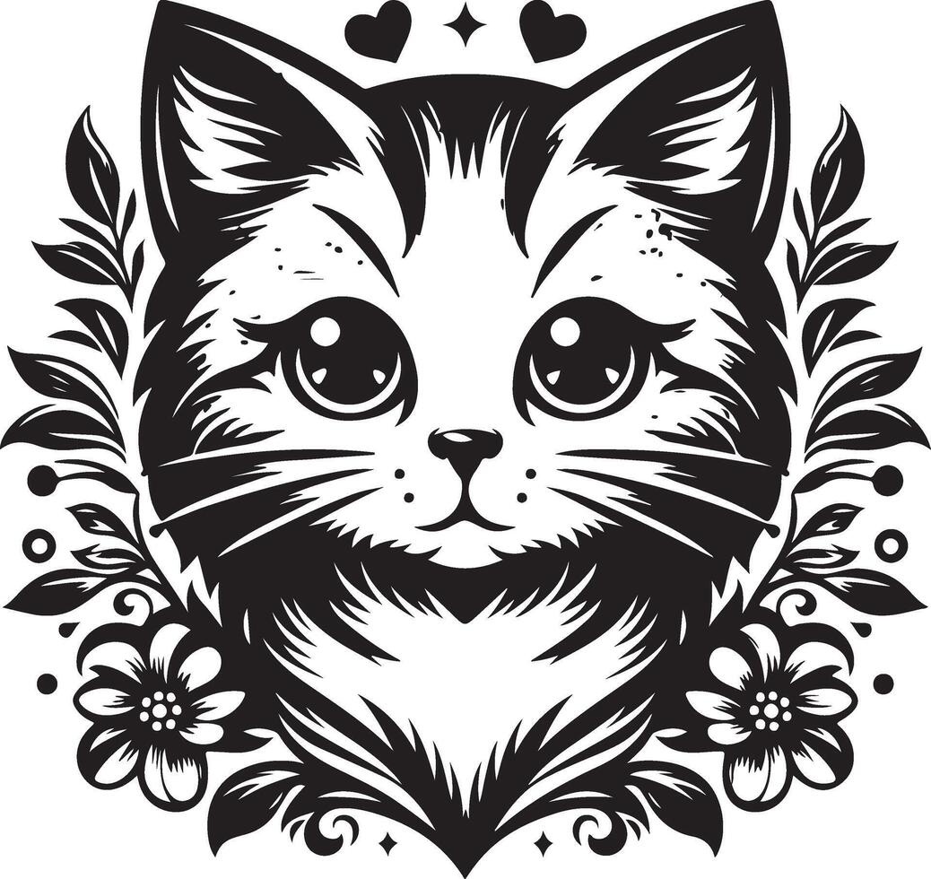 Beautiful cat face vector