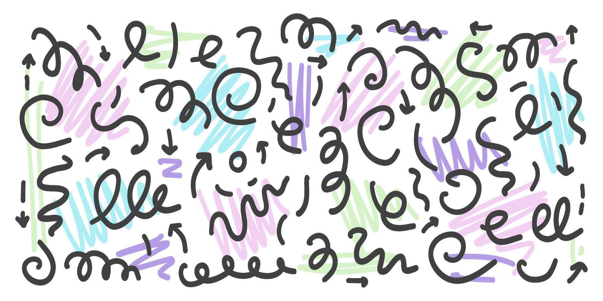 Fun line doodle. Simple childish scribble minimalist trendy design with basic shapes. vector