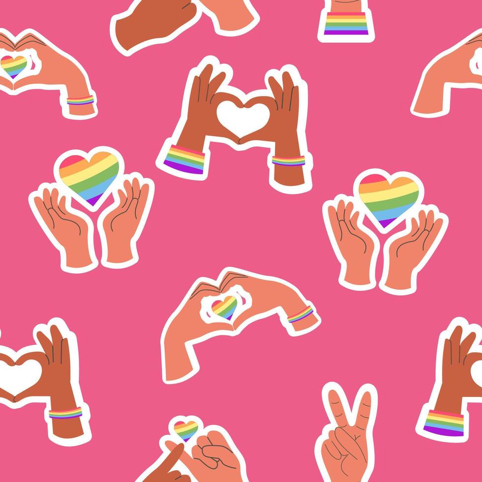 Seamless pattern hands with heart vector