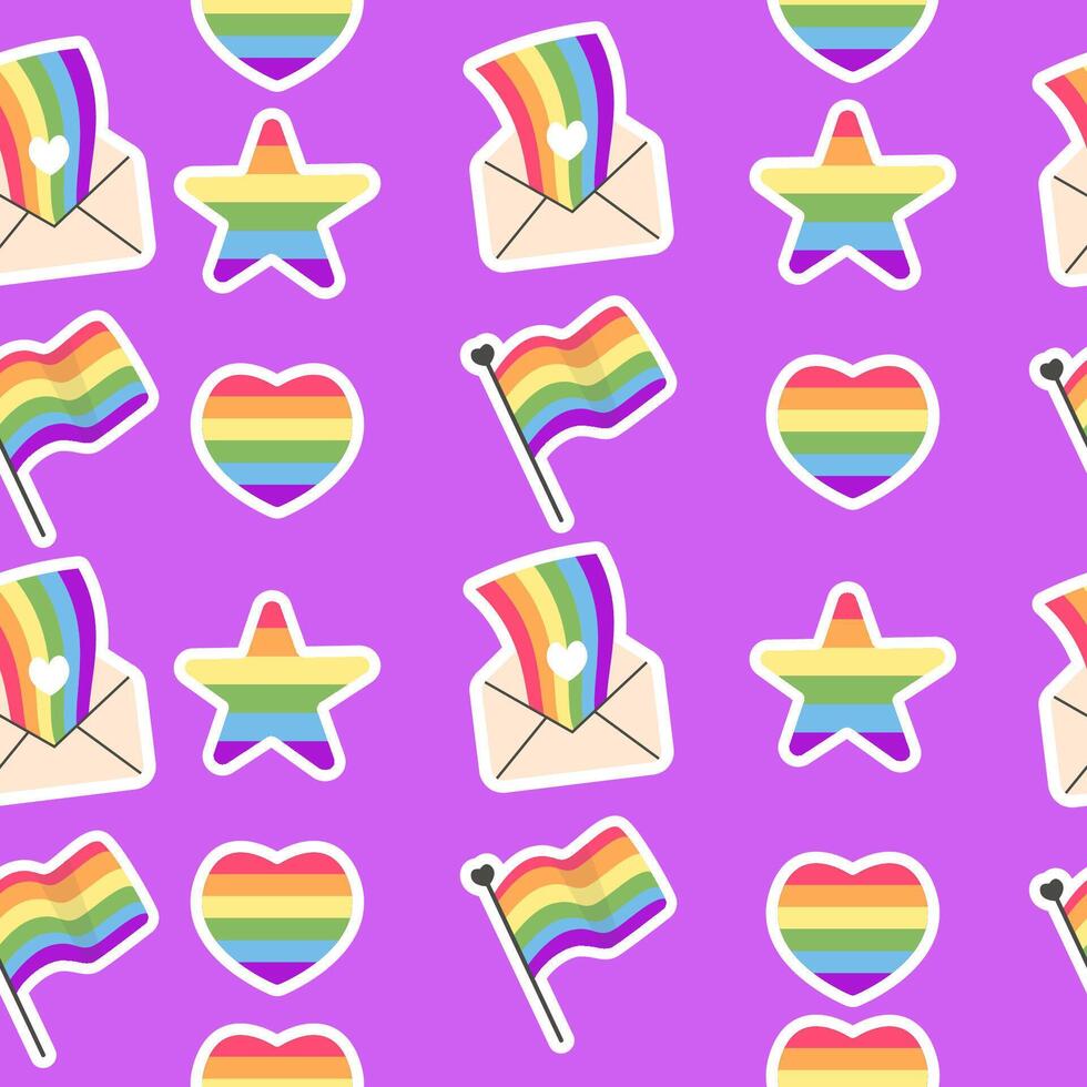 Seamless pattern Lgbt star heart letter pride month vector