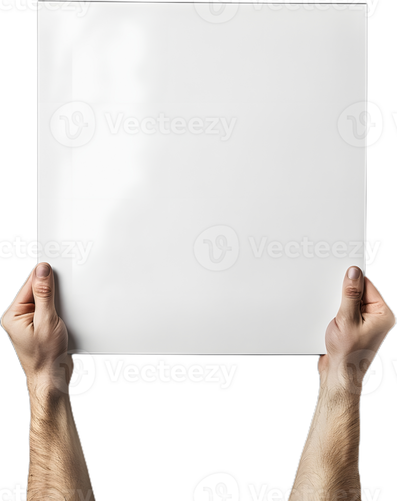 man holding up blank paper transparent background png