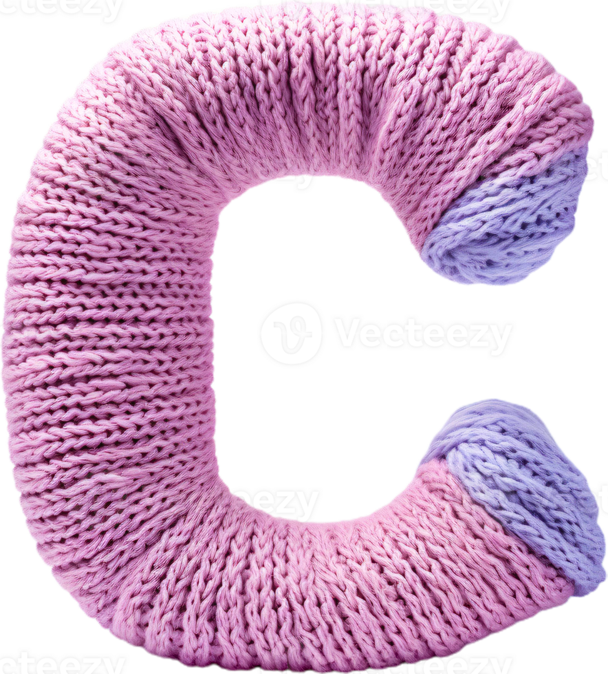 the letter c is made of knitted yarn png