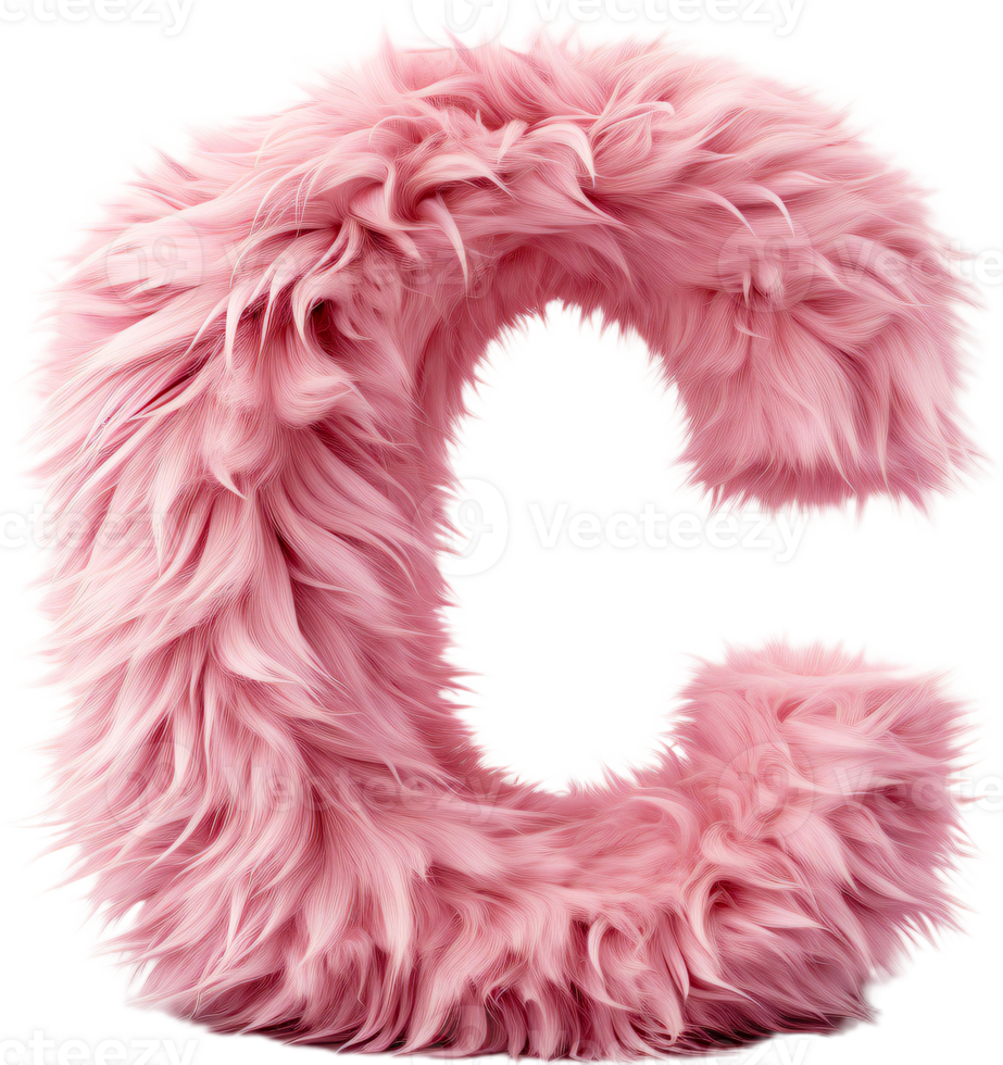 a pink fluffy letter c png
