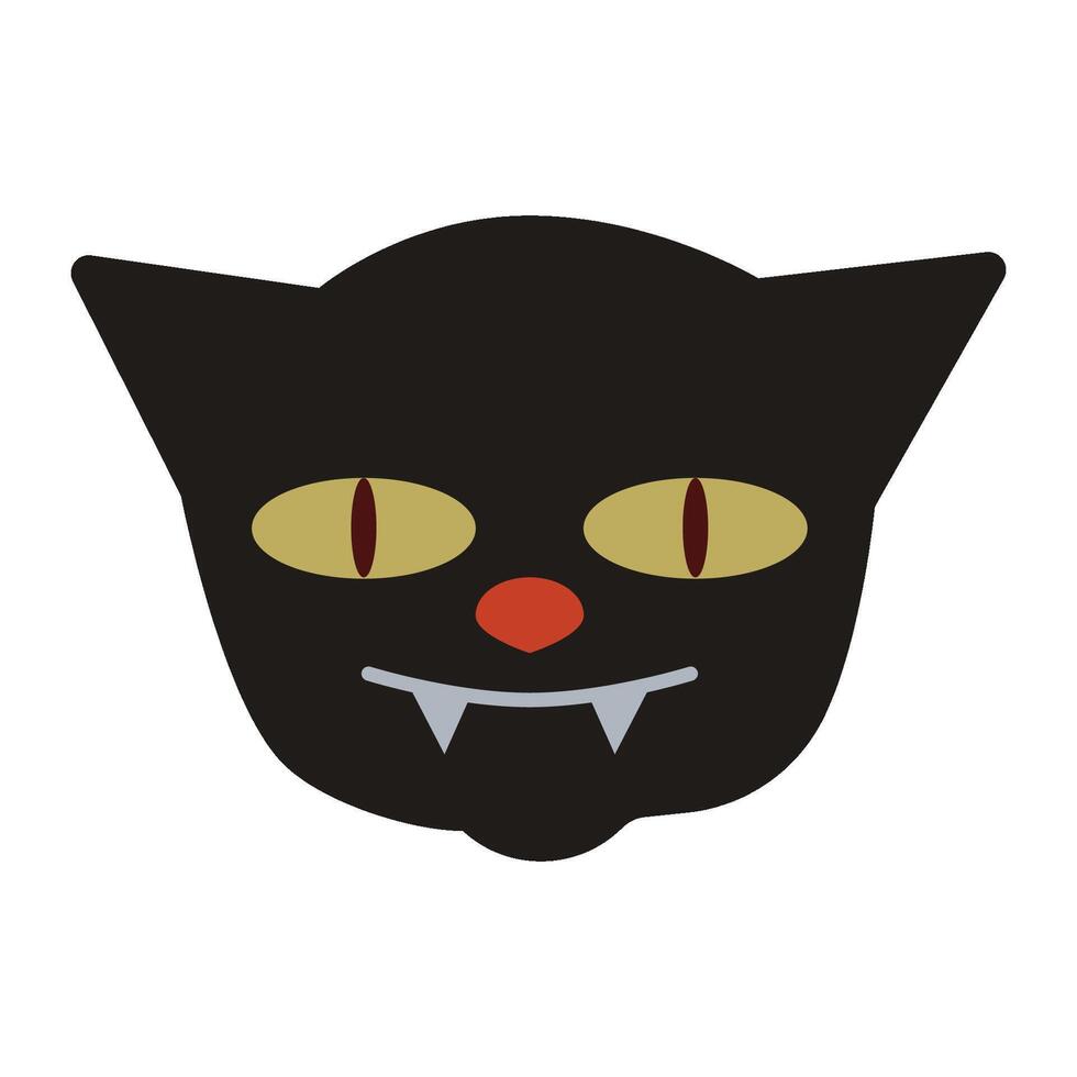 Head of a black cat. Funny Halloween character. Isolated illustration for holiday design vector