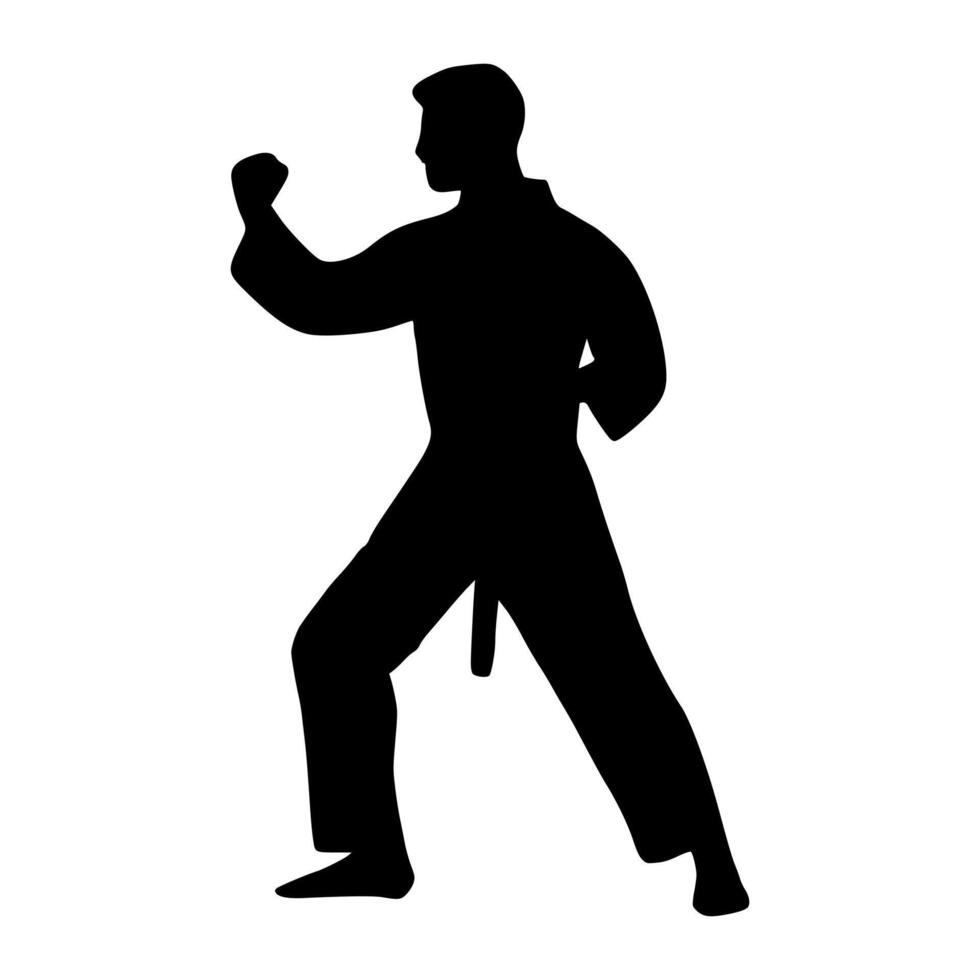 Illustration Taekwondo athlete silhouette. Silhouette of martial art vector