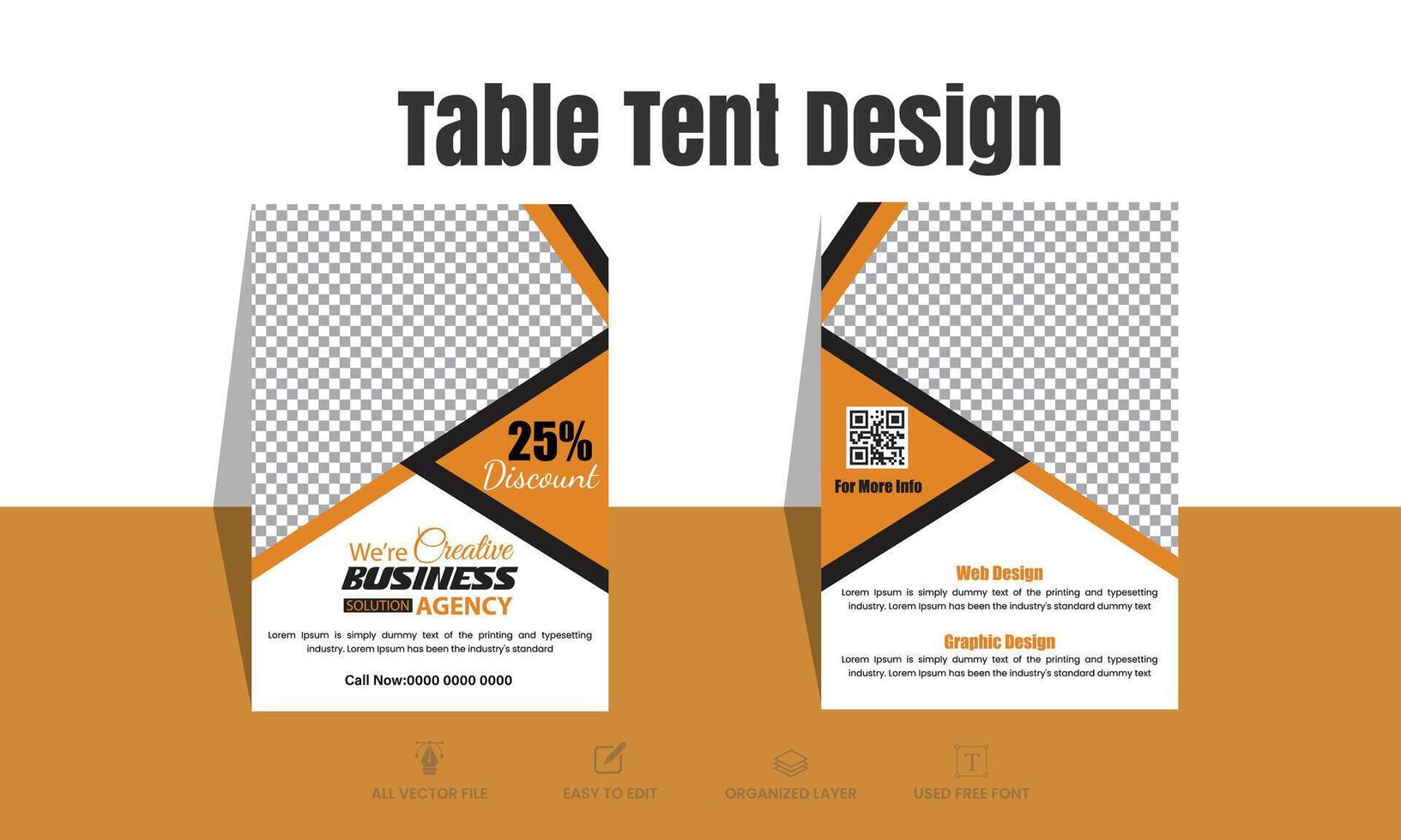 Modern corporate office table tent design. vector