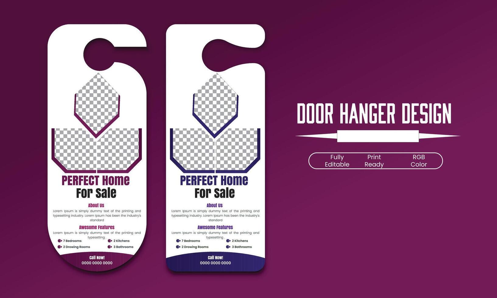 Modern minimal Real Estate Door Hanger design template design vector